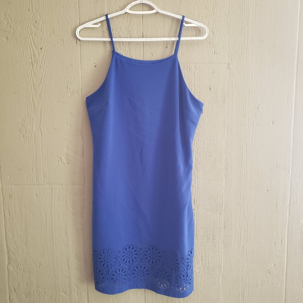 Banana Republic Cut Out Design Spaghetti Strap Blue Dress Size 8 Petite